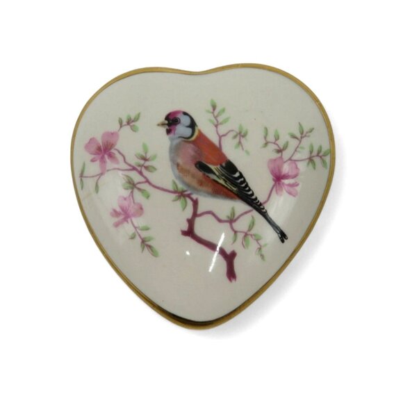 Vintage Palissy ROYAL WORCESTER Heart Trinket Bird And Floral England - Picture 6 of 13